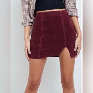 EUC PacSun Merlot Corduroy Panel Mini Skirt Size 25